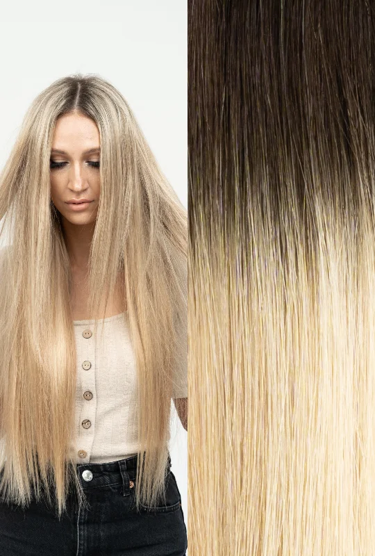 Wavy Wigs with a Side - Parted Style​ Waved interLACED Weft Rooted #2/D18/22
