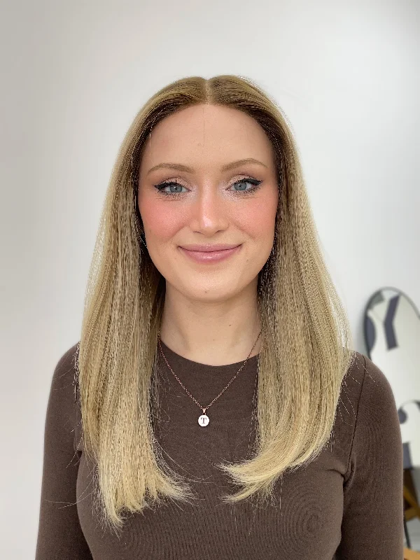 Bob Wigs for Petite Women​ Highline Lace Top Wig, "Custom Ashy Beige Blonde"(R2443)