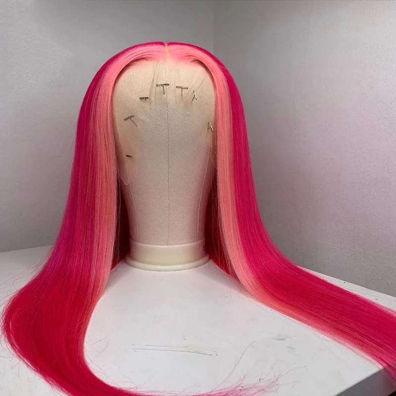 Dark Hair With Pink Streak In Front