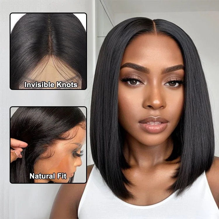 Straight wig that resists tangling for easy maintenance Ear to Ear Lace Frontal Bob Wig Straight Human Hair Natural Hairline Pre-Pucked Middle Part 13x1 Lace Wig Peruvian Hair Straight wig that resists tangling for easy maintenance Ear to Ear Lace Frontal Bob Wig Straight Human Hair Natural Hairline Pre-Pucked Middle Part 13x1 Lace Wig Peruvian Hair