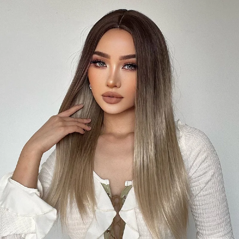 Straight wig for a hair - loss solution with a stylish alternative 18 Inches Straight Mixed Color Synthetic Wig - Noelle Straight wig for a hair - loss solution with a stylish alternative 18 Inches Straight Mixed Color Synthetic Wig - Noelle