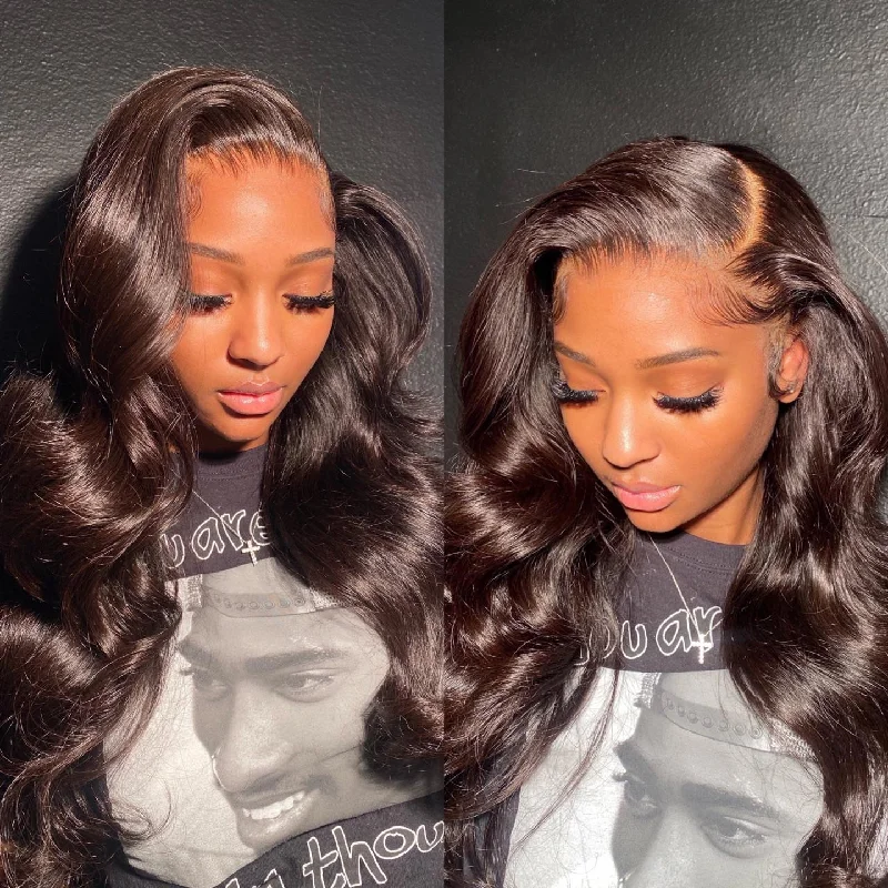 Wavy Wigs for Beach Vacations​ Anny | 13X6 Deep Parting Lace Front Preplucked Virgin Human Hair Lace Wig | Body Wave