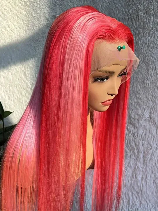 Colored wig with a curly texture for a bold and stylish choice Pink Highlight Wig 13x4 HD Lace Frontal Wigs Straight Human Hair Colored wig with a curly texture for a bold and stylish choice Pink Highlight Wig 13x4 HD Lace Frontal Wigs Straight Human Hair