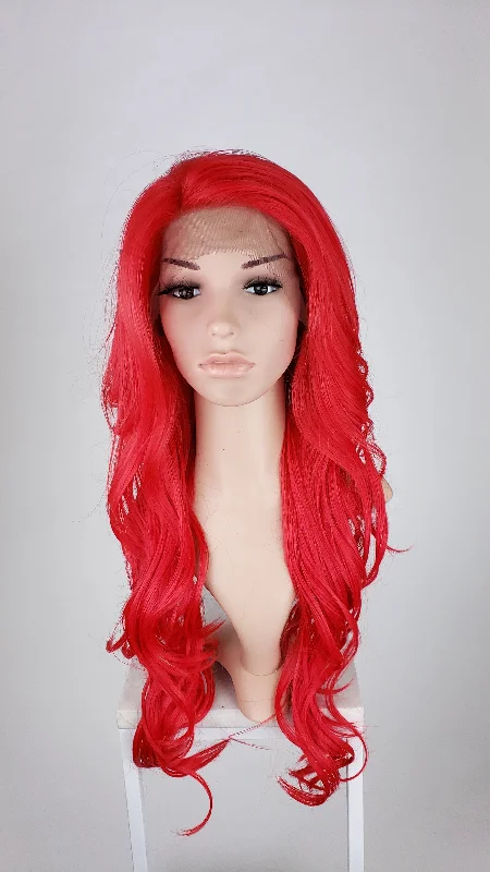 Wavy Wigs for Diamond - Shaped Faces​ Kim Electric Red - Natural Series