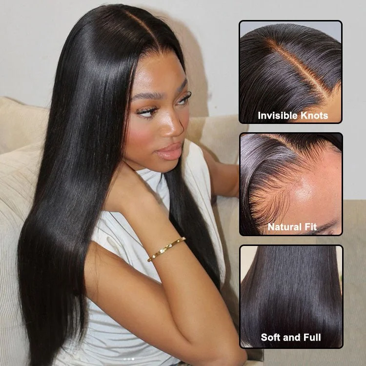 Straight wig with a layered cut for added volume 13x4 Lace Front Brazilian Straight Wigs Remy Hair Straight wig with a layered cut for added volume 13x4 Lace Front Brazilian Straight Wigs Remy Hair