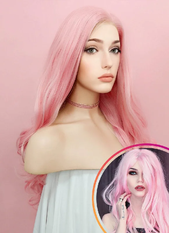 Wavy Wigs for Instagram Influencers Wavy Pastel Pink Lace Front Synthetic Wig LF084 Wavy Wigs for Instagram Influencers Wavy Pastel Pink Lace Front Synthetic Wig LF084