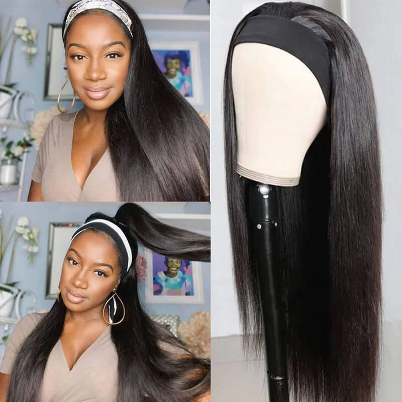Straight wig that resists tangling for easy maintenance Headband Wig Straight