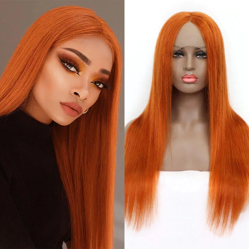 Straight wig with a UV - resistant feature for outdoor use Straight Ginger Lace Wig
