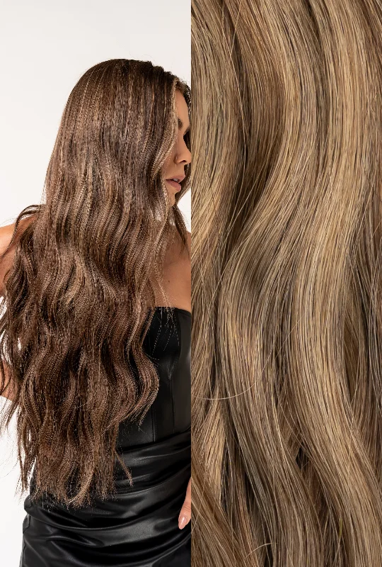 Wavy Wigs in Ash Blonde Tones Waved interLACED Weft Dimensional #4/8 (Cappuccino) Wavy Wigs in Ash Blonde Tones Waved interLACED Weft Dimensional #4/8 (Cappuccino)