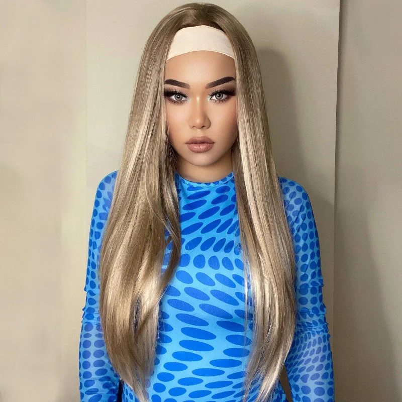 Blonde straight wig for a light and bright style 21 Inches Straight Ash Blonde Headband Wig - Irena Blonde straight wig for a light and bright style 21 Inches Straight Ash Blonde Headband Wig - Irena