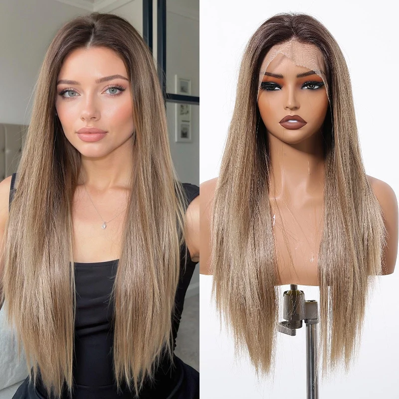 Straight wig for a retro 80s - style comeback 25 Inches Silky Straight Free Parting Full Lace Synthetic Wig - Cassidy Straight wig for a retro 80s - style comeback 25 Inches Silky Straight Free Parting Full Lace Synthetic Wig - Cassidy
