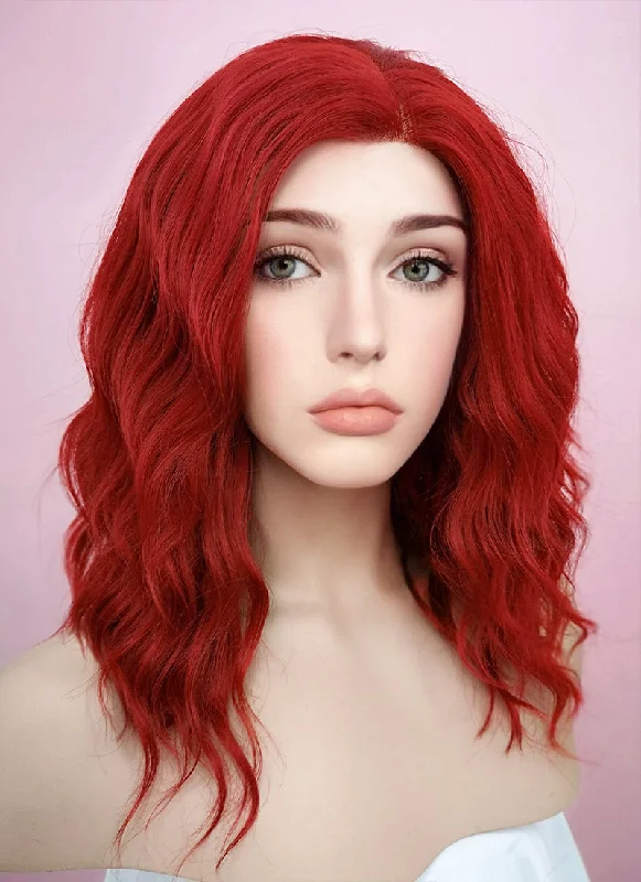 Wavy Wigs for Theaters​ Red Wavy Lace Front Synthetic Wig LF408