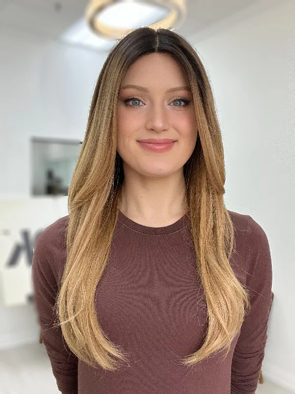 Bob Wigs in Blonde Colors Lusta Silk Top Essentials Wig, "Dark Balayage of Empire" (R2652) Bob Wigs in Blonde Colors Lusta Silk Top Essentials Wig, "Dark Balayage of Empire" (R2652)