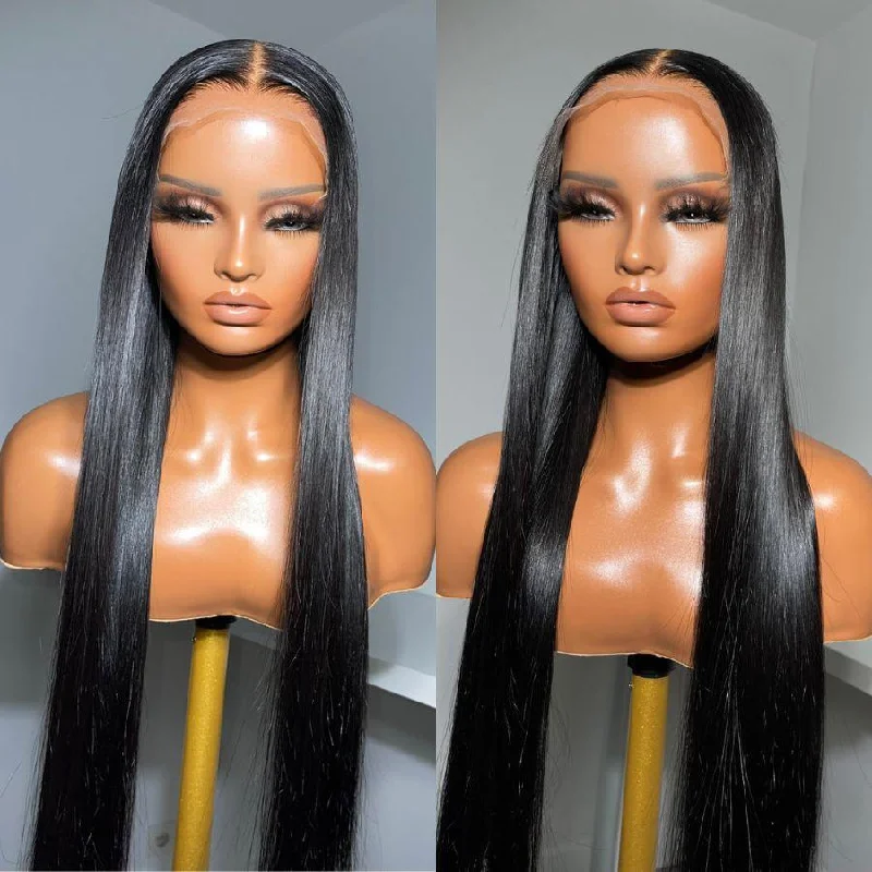 Straight wig for Asian - inspired hairstyles Parting Max 9x6 Glueless Wig #1 Jet Black Straight Hair Wig Pre Plucked & Bleached Ready to Go Straight wig for Asian - inspired hairstyles Parting Max 9x6 Glueless Wig #1 Jet Black Straight Hair Wig Pre Plucked & Bleached Ready to Go