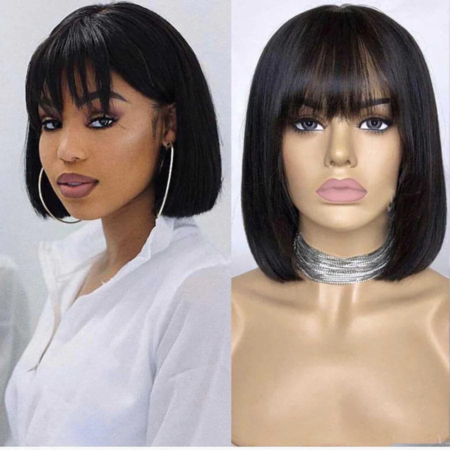 Wavy - to - straight transition wig for versatile styling Sterly Bob Wigs No Sew in Beginner Friendly Straight Bob Wigs With Bang