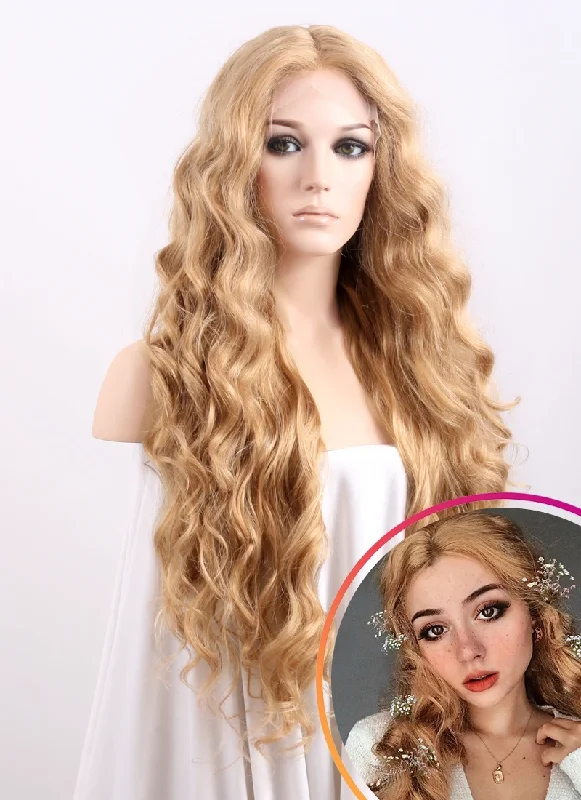 Remy Human Hair Wavy Wigs for Premium Quality Wavy Golden Blonde Lace Front Synthetic Wig LF244 Remy Human Hair Wavy Wigs for Premium Quality Wavy Golden Blonde Lace Front Synthetic Wig LF244