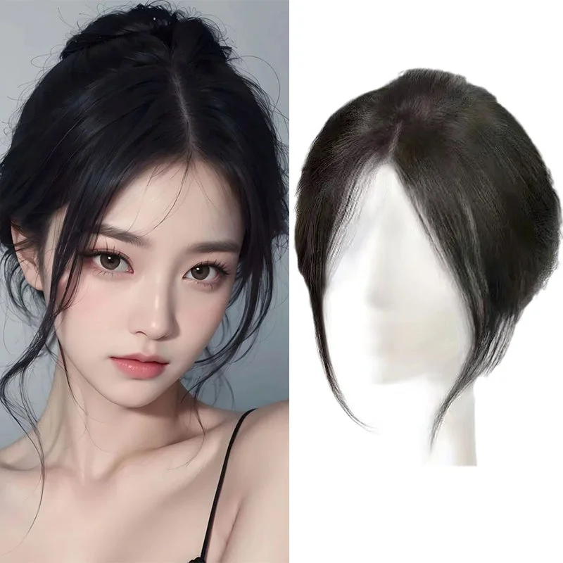 Human - hair wig with a curly texture for a bold and stylish choice1 Piece Women Wig Increase Head Hair Volume Full Human Hair Fluffy Bangs Wig
