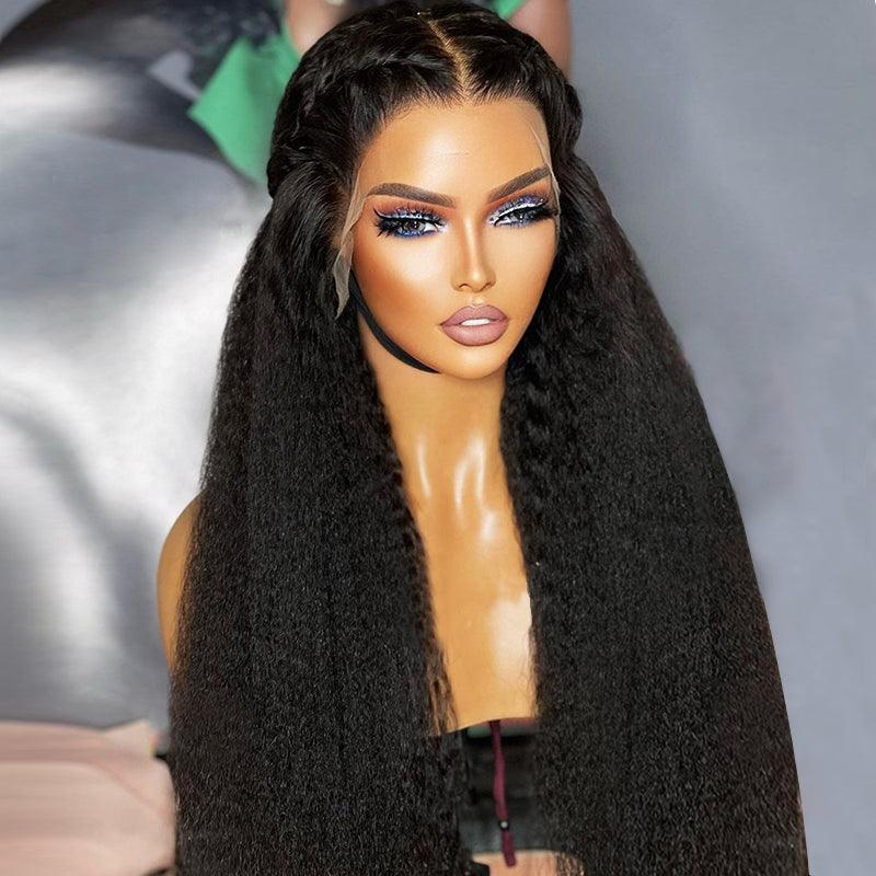 Full - lace wig with a natural - looking hairline for a seamless appearance13x4 13x6 Brazilian Kinky Straight Lace Front Human Hair Wigs for Women Preplucked