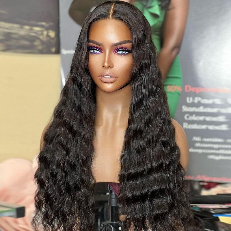 Lace wig with a silk - base cap for a comfortable and smooth feel13x4 13x6 Brazilian Water Wave Lace Front Human Hair Wigs Pre Plucked Hairline