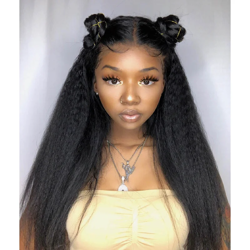 Lace wig with a 200 - density for a full and thick appearance360 Standard Lace Frontal Wigs Kinky Straight Wave Human Hair Wigs Pre Plucked