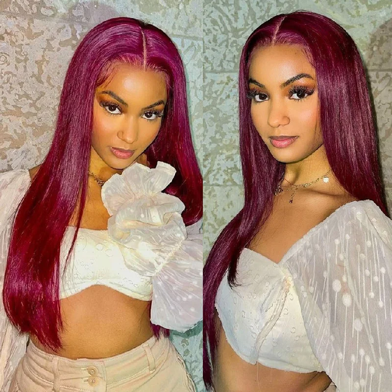 Malaysian - human - hair wig with a smooth and silky textureBrennas Hair 99J Burgundy Straight Wig 6x4 HD Pre-Cut Ready To Go Glueless Human Hair Wigs For Women Malaysian - human - hair wig with a smooth and silky textureBrennas Hair 99J Burgundy Straight Wig 6x4 HD Pre-Cut Ready To Go Glueless Human Hair Wigs For Women