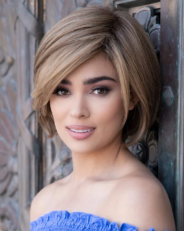 Human - hair wig with a honey - blonde color for a warm and sunny lookAbbey (Exclusive) | Monofilament Human Hair Blend Wig by Envy