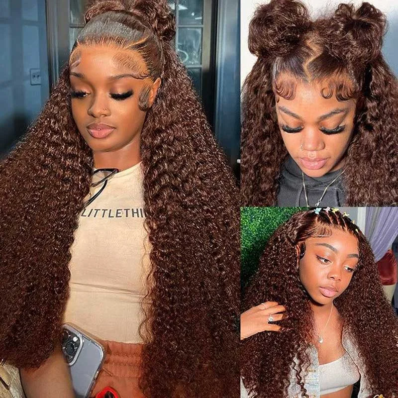 Colored wig with a natural - looking root for a more realistic lookAlibonnie Brown Color 360 Transparent Lace Front Deep Wave Wigs Human Hair Colored Lace Frontal Wig for Women Colored wig with a natural - looking root for a more realistic lookAlibonnie Brown Color 360 Transparent Lace Front Deep Wave Wigs Human Hair Colored Lace Frontal Wig for Women