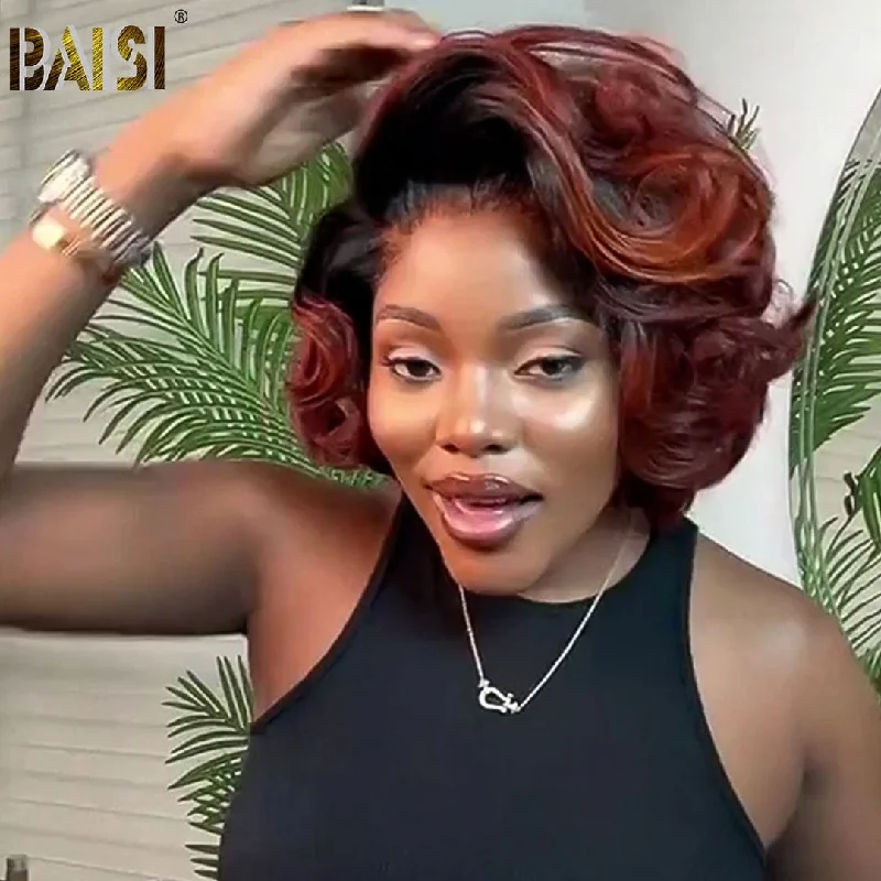 Bob wig with a balayage effect for a natural - looking color transitionBAISI 1B-#4/350 Color BoB Wig Bob wig with a balayage effect for a natural - looking color transitionBAISI 1B-#4/350 Color BoB Wig