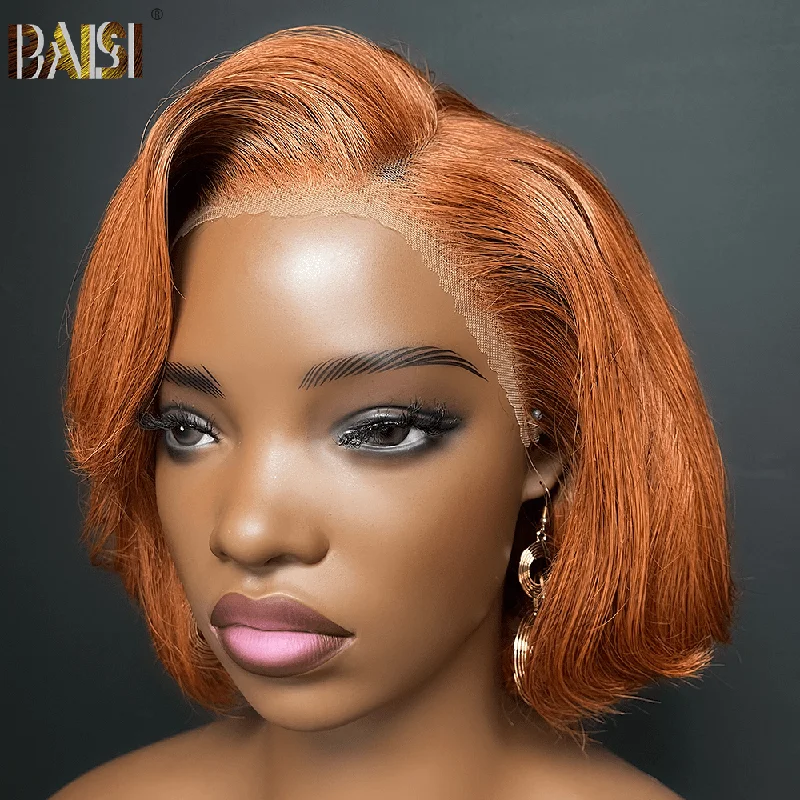 Adjustable - cap bob wig for a comfortable fitBAISI 250% Ginger Color Lace BoB Wig