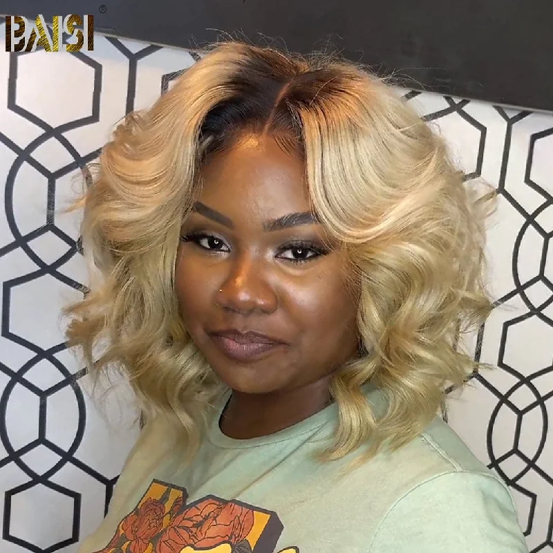 Synthetic bob wig with a natural - looking textureBAISI 250% Ombre Blonde Wavy BoB Wig Synthetic bob wig with a natural - looking textureBAISI 250% Ombre Blonde Wavy BoB Wig