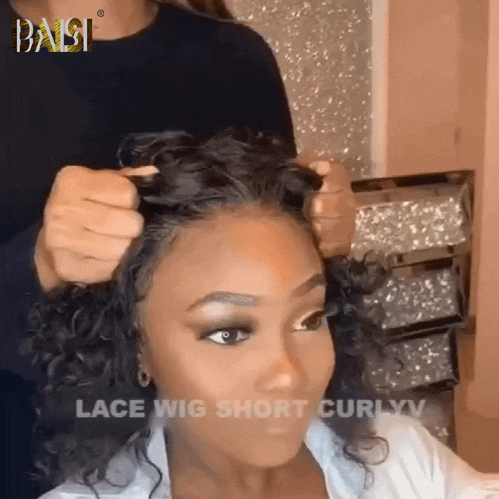 Synthetic bob wig with a natural - looking textureBAISI Deep Wavy BOB Gluleless Lace Wig Synthetic bob wig with a natural - looking textureBAISI Deep Wavy BOB Gluleless Lace Wig