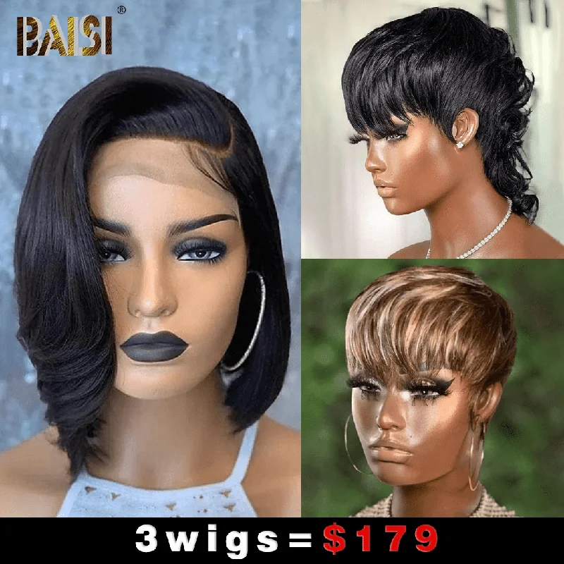Adjustable - cap bob wig for a comfortable fitBaisi 1 Straight BoB Wig+1 Mullet Wig+1 Mahcine Made Wig=$179 Adjustable - cap bob wig for a comfortable fitBaisi 1 Straight BoB Wig+1 Mullet Wig+1 Mahcine Made Wig=$179