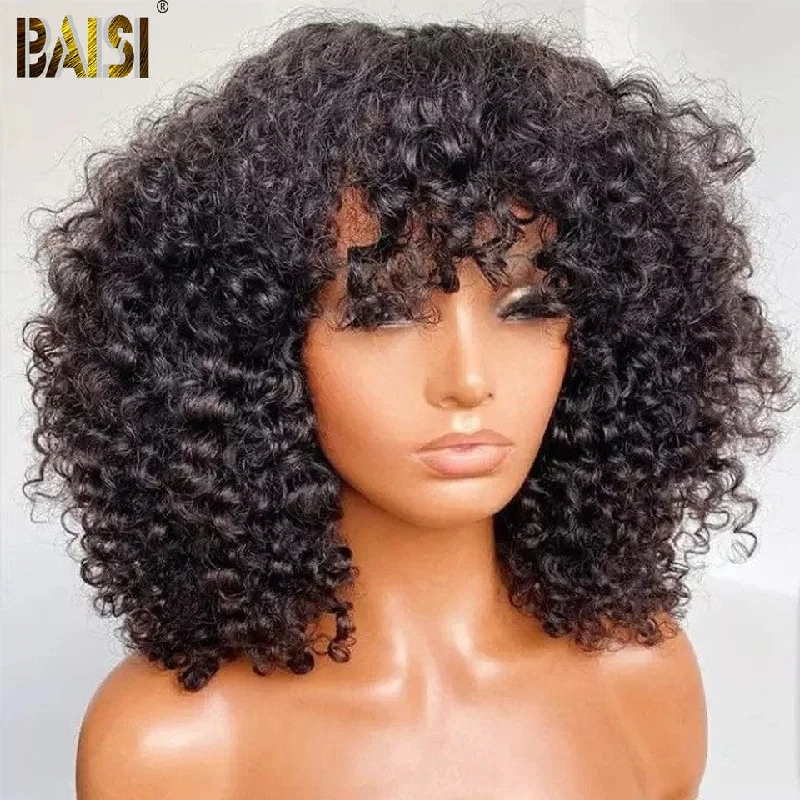 Bob wig with a blunt cut for a modern and edgy styleBaisi Machine Made Kinky Curl With Bang BoB Wig Bob wig with a blunt cut for a modern and edgy styleBaisi Machine Made Kinky Curl With Bang BoB Wig