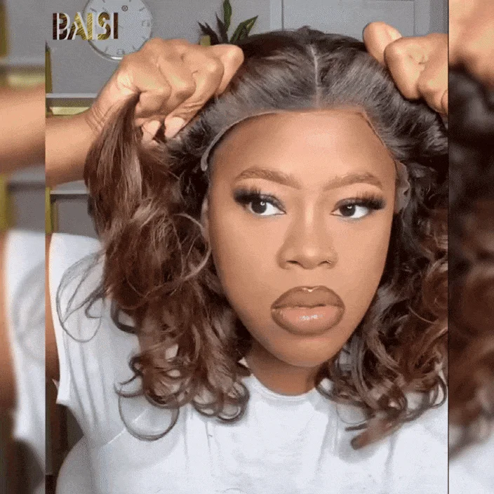 Bob wig in a jet - black color for a classic appearanceBAISI Ombre Brown Wavy BOB Glueless Wig Bob wig in a jet - black color for a classic appearanceBAISI Ombre Brown Wavy BOB Glueless Wig