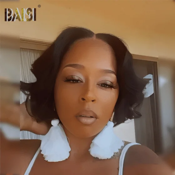 Adjustable - cap bob wig for a comfortable fitBAISI Perfect Wavy Style Lace Wig