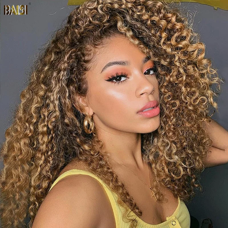 Bob wig with a wavy texture for a beachy lookBAISI Sexy Color Curly Wig