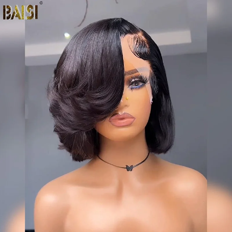 Bob wig with a wavy texture for a beachy lookBAISI Sexy Side Straight With Wavy Bleached Knots BOB Wig Bob wig with a wavy texture for a beachy lookBAISI Sexy Side Straight With Wavy Bleached Knots BOB Wig
