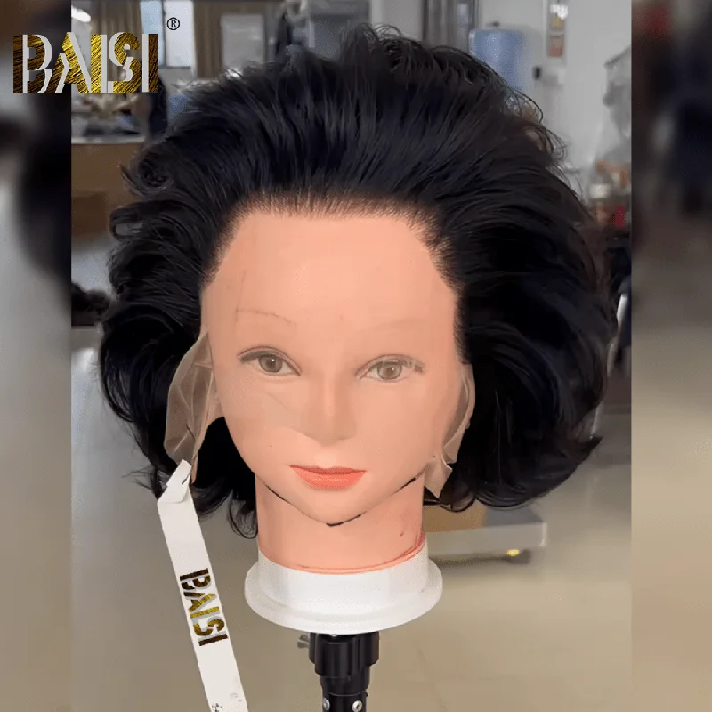 Bob wig with side - swept bangs for a sophisticated lookBAISI Sexy Wavy Lace Wig
