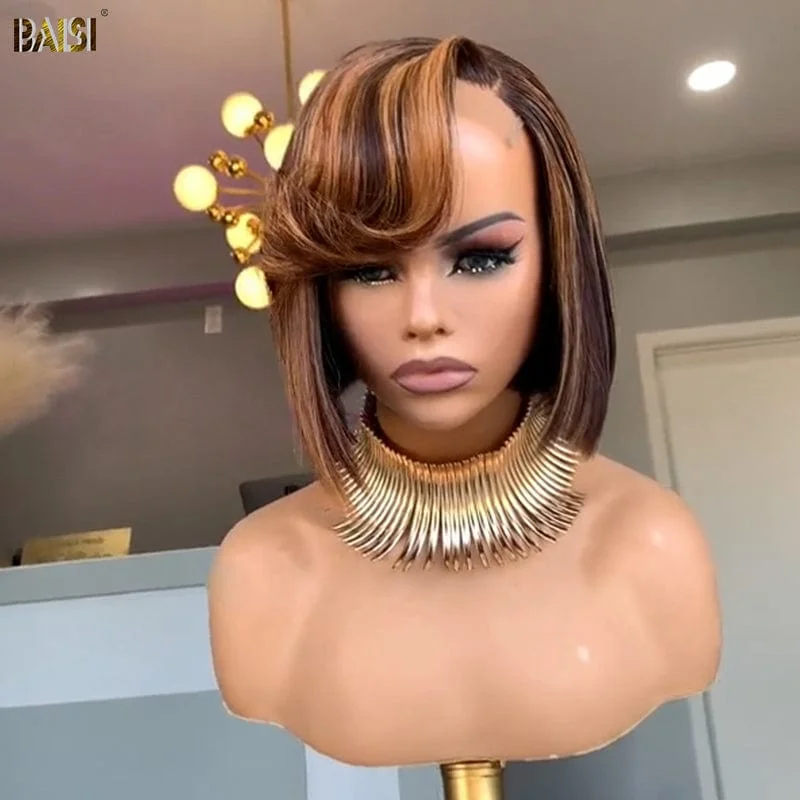 Bob wig made from high - quality synthetic fibersBAISI Side Part Highlight Short BoB Wig Bob wig made from high - quality synthetic fibersBAISI Side Part Highlight Short BoB Wig