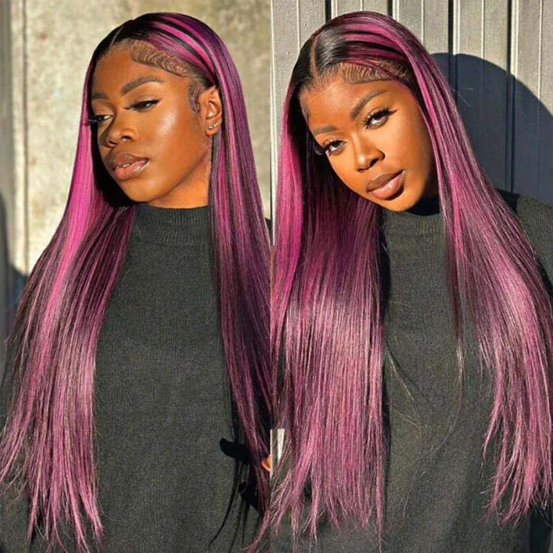 Colored wig with a purple - violet shade for a regal and elegant lookBalayage Intense Pink Violet Highlight Lace Front Wigs CheetahBeauty Human Hair Wigs Colored wig with a purple - violet shade for a regal and elegant lookBalayage Intense Pink Violet Highlight Lace Front Wigs CheetahBeauty Human Hair Wigs