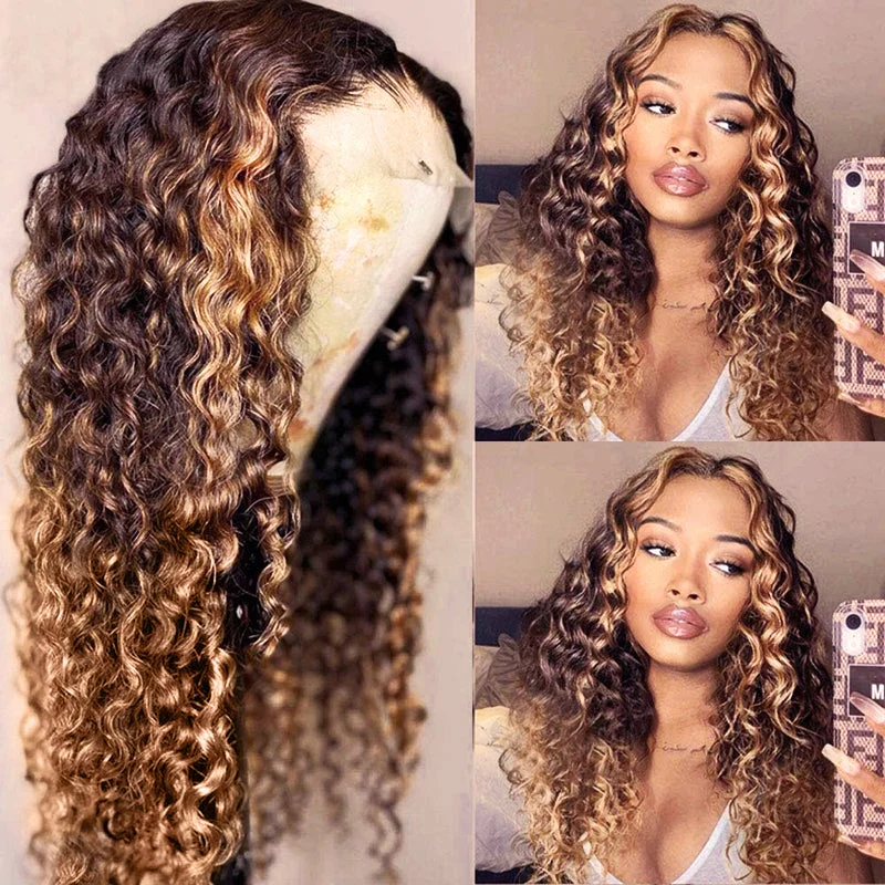 Colored wig with a silver - grey color for a trendy and cool - toned lookOmbre Deep Wave Lace Wig 100% Human Hair Wig Colored wig with a silver - grey color for a trendy and cool - toned lookOmbre Deep Wave Lace Wig 100% Human Hair Wig