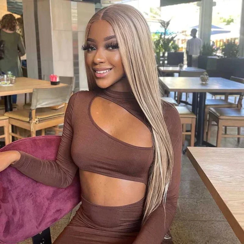 Colored wig with a silk - base cap for a comfortable and smooth feelAsh Blonde Highlight 13x6 Lace Front Wigs Straight Human Hair Wigs Colored wig with a silk - base cap for a comfortable and smooth feelAsh Blonde Highlight 13x6 Lace Front Wigs Straight Human Hair Wigs