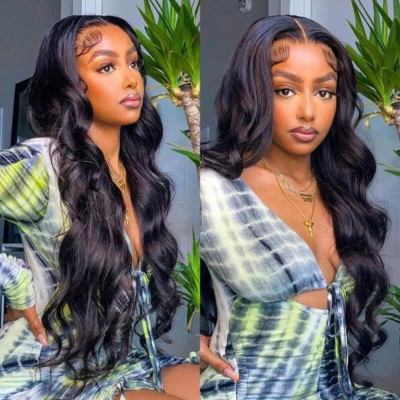 Malaysian - human - hair wig with a smooth and silky textureBody Wave 4x4 HD Transparent Lace Closure Wig 100% Virgin Human Hair
