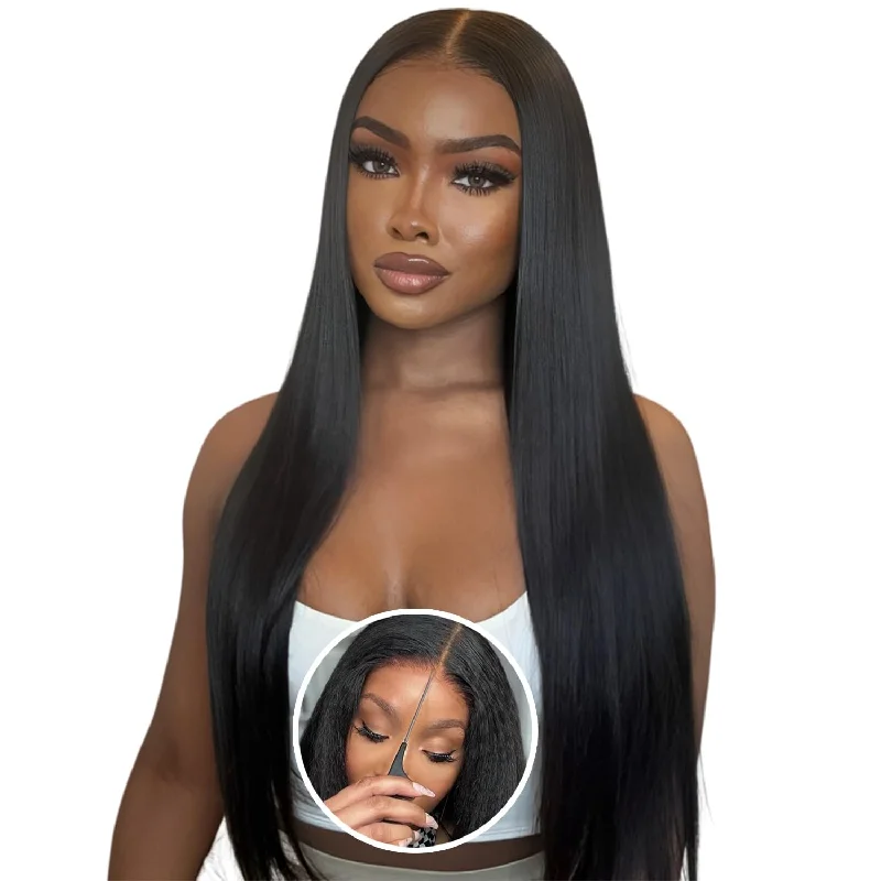 Peruvian - human - hair wig with a soft and manageable feelBrennas Straight Ready to Wear Glueless Wigs Human Hair Pre Plucked Pre Cut 5x5 HD Lace Closure Wigs Human Hair For Black Women