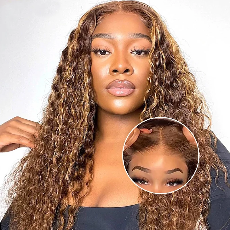 Indian - human - hair wig with a natural - looking shineBrennas Highlight Curly Wigs 7x5 HD Lace Front Human Hair Pre Plucked Bleached Knots Easy and Go Glueless Wigs for Black Women Indian - human - hair wig with a natural - looking shineBrennas Highlight Curly Wigs 7x5 HD Lace Front Human Hair Pre Plucked Bleached Knots Easy and Go Glueless Wigs for Black Women