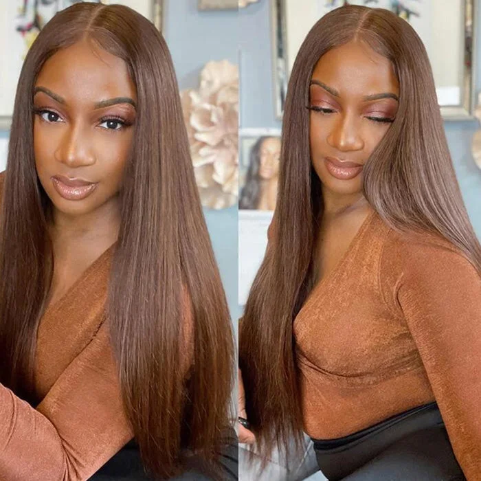 Human - hair wig with a side - part for a more flattering appearanceBrennas Dark Brown Straight Wigs 7x5 HD Lace Front Human Hair Pre Plucked Bleached Knots Easy and Go Glueless Wigs for Black Women Human - hair wig with a side - part for a more flattering appearanceBrennas Dark Brown Straight Wigs 7x5 HD Lace Front Human Hair Pre Plucked Bleached Knots Easy and Go Glueless Wigs for Black Women