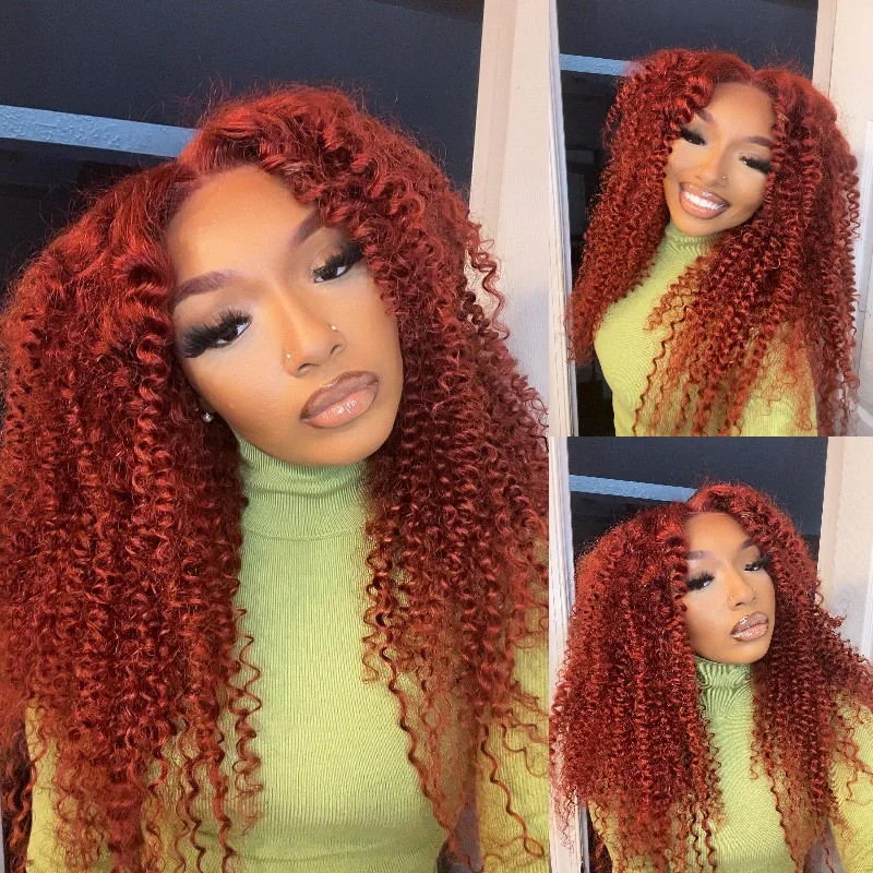 Colored wig in a vibrant pink color for a bold and eye - catching lookReddish Brown Jerry Curly 5x5 Closure Wig 100% Human Hair Colored wig in a vibrant pink color for a bold and eye - catching lookReddish Brown Jerry Curly 5x5 Closure Wig 100% Human Hair