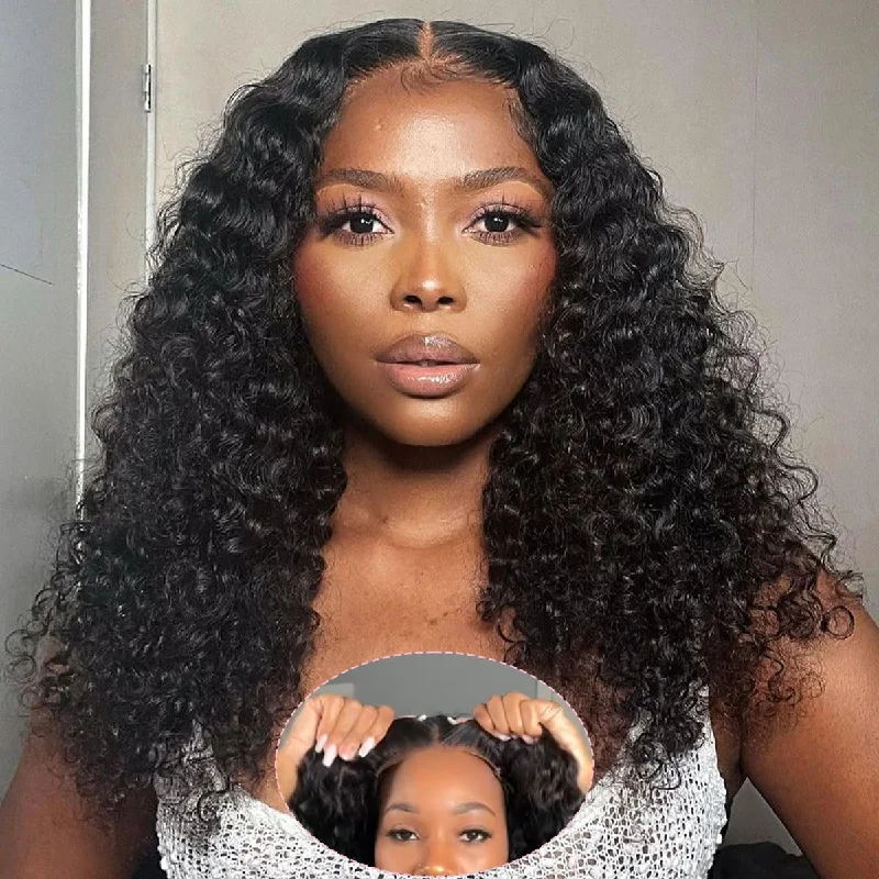 Malaysian - human - hair wig with a smooth and silky textureBrennas 5x5 HD Lace Closure Wigs Easy To Go Deep Wave Curly Glueless Wig Human Hair Pre Plucked for Black Women