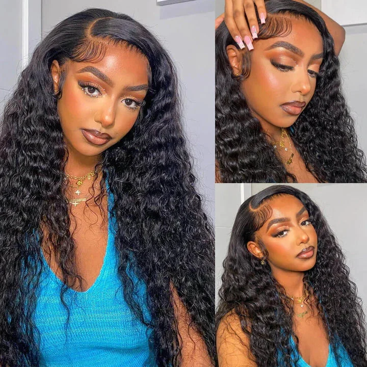 Human - hair wig with a silk - base cap for a comfortable and smooth feelDeep Wave 13x4 HD Transparent Lace Front Wig 100% Virgin Human Hair Human - hair wig with a silk - base cap for a comfortable and smooth feelDeep Wave 13x4 HD Transparent Lace Front Wig 100% Virgin Human Hair