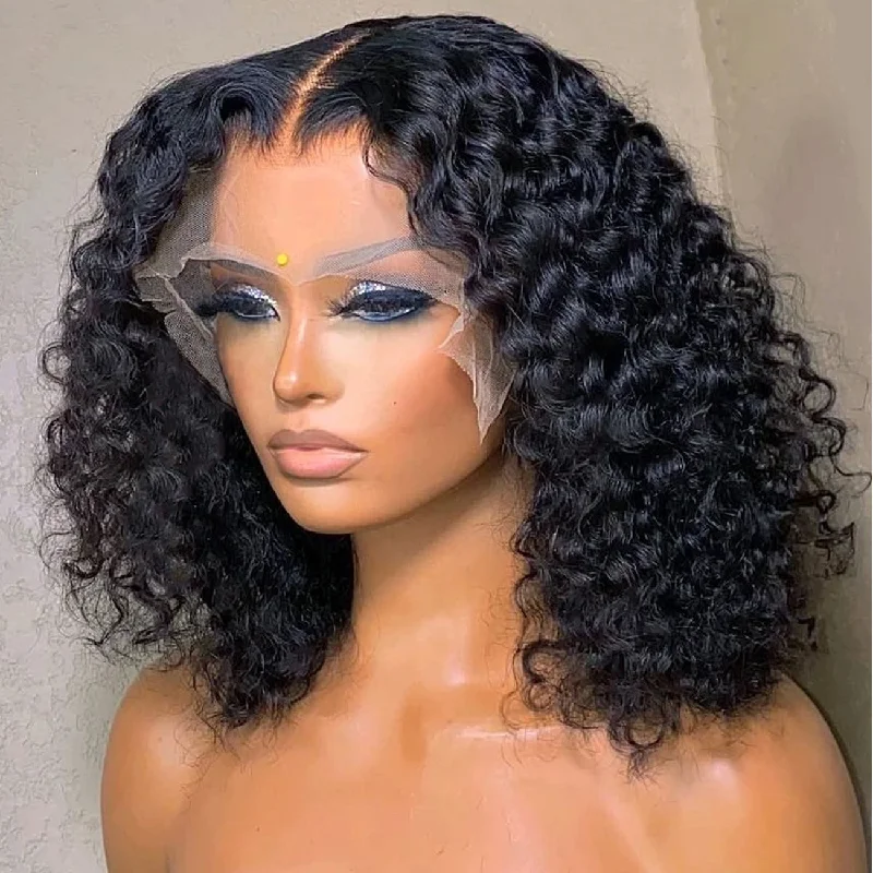 Lace wig with a 200 - density for a full and thick appearanceWater Wave 13x4/4x4 Standard Lace Front Wig Short Bob Wigs 100% Human Hair Lace wig with a 200 - density for a full and thick appearanceWater Wave 13x4/4x4 Standard Lace Front Wig Short Bob Wigs 100% Human Hair
